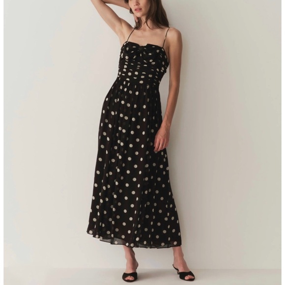 DÔEN silk Maryanna Noir Solstice Sky Dot dress NEW - Picture 1 of 11